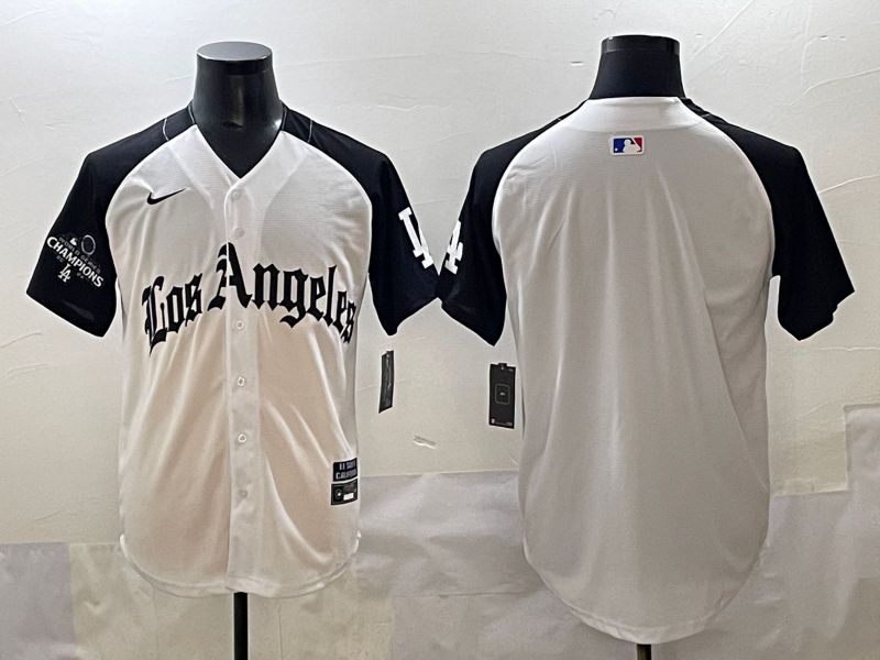 Men 2025 Los Angeles Dodgers Blank White black Five generations Joint Name Nike MLB Jersey style 119